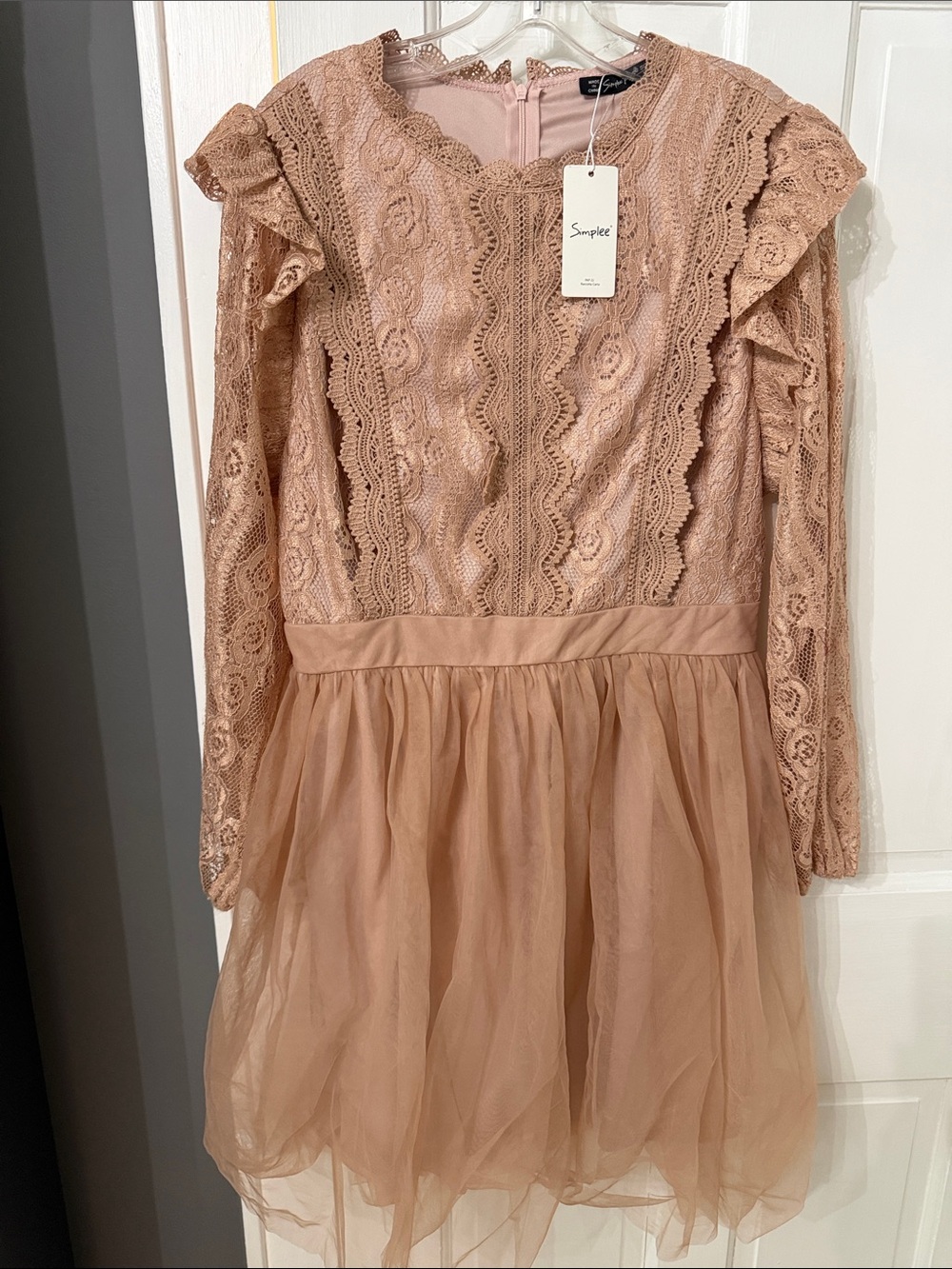 Simplee woman  Lace & Tulle Party Dress in Blush Pink
